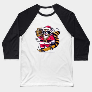 Raccoon Santa Baseball T-Shirt